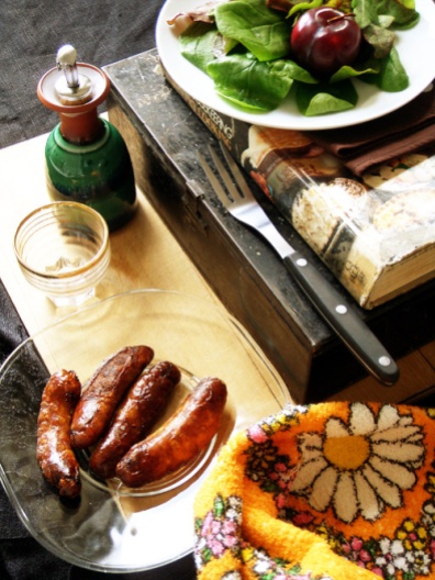 Roasted Sausages, with fig salad