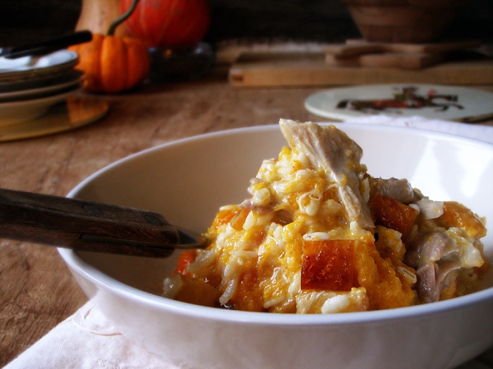 Chicken, Butternut Squash and Swede Risotto, with sage infused butter